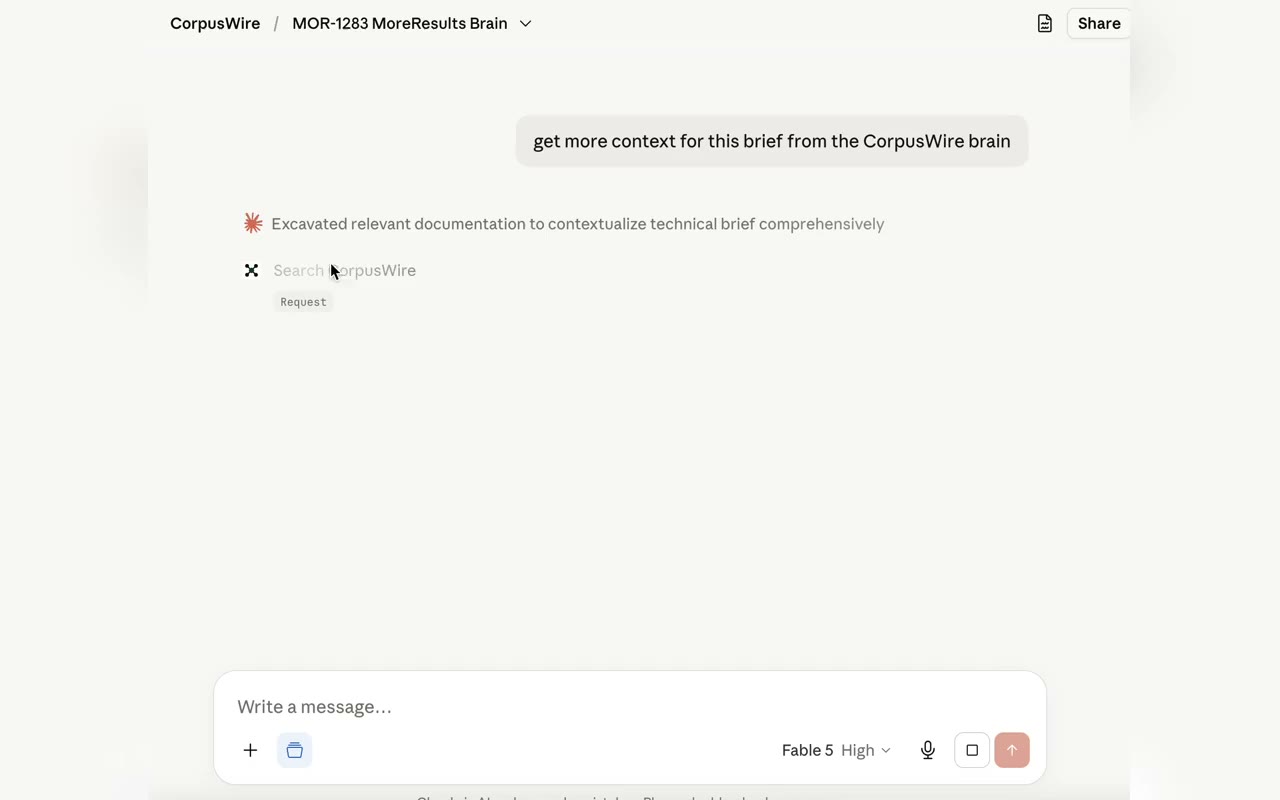 CorpusWire retrieving context from a company brain